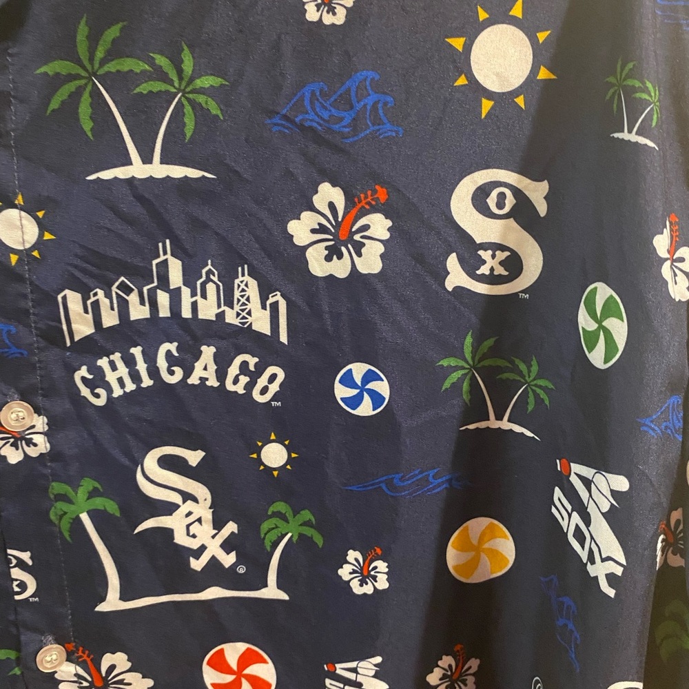 SGA Chicago White Sox Beggars Pizza‎ Blue Hawaiian Style Shirt Mens XL - Picture 2 of 3